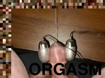 orgasm, mogen, cumshot, gay, sprut, ensam, bollar, skrivbord, kuk