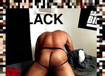 Hot Muscle Hunk Samson Biggz In Jockstrap Grinding On A Bed