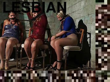 lesbisk, milf, bdsm, trekant, strumpor, blond, fetisch, bondage, finkan, fängelse