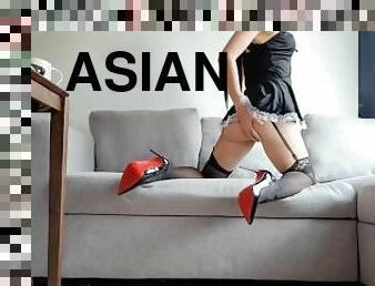 asia, pembantu-wanita, mastubasi, budak, sentakkan, stocking-stockings, sperma, cina, dominasi-perempuan-dalam-sex