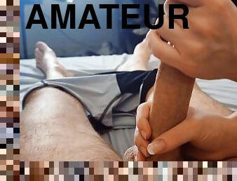 amateur, mature, ejaculation-sur-le-corps, énorme-bite, branlette, ejaculation, bite