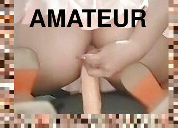 traseiros, masturbação, amador, anal, adolescente, latina, colégio, cavalgando, dildo, sozinho