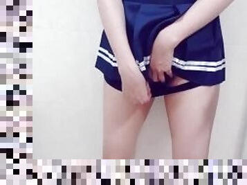 Japanese schoolgirl pee on panties