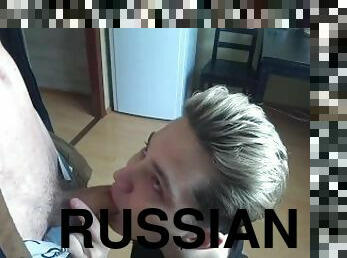 young Russian guy gives mouth to his best friend and cums in his mouth