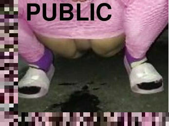 Young Mexican Slut Quick Squat and Pee Semi Public Outside