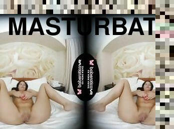 Solo teen brunette Jessica Wild is masturbating in VR
