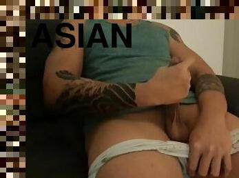 asiatisk, masturbation, cumshot, gay, juckande, ensam, filipinsk, kuk