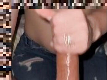 svær, kone, amatør, blowjob, handjob, creampie, cum, stram, oral, jeans