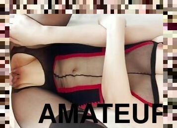 asiatisk, store-pupper, pussy, amatør, hjemmelaget, japansk, creampie, par, pov, cum