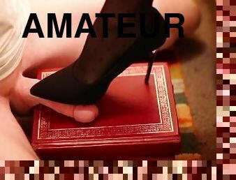 amatør, kæmpestor-pik, fødder, strømper, fetish, elskerinde, fodjob, pik