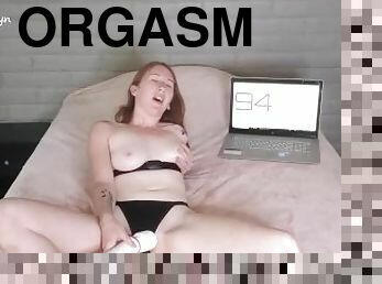 masturbation, orgasme, amateur, rousse, fétiche, solo, string