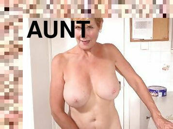 gros-nichons, mature, fellation, milf, point-de-vue, cuisine, tante, blonde, britannique, gros-seins