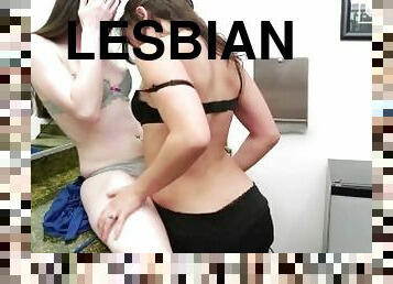 Brunette Secretary Pussy Licking Her Lesbian Milf Boss
