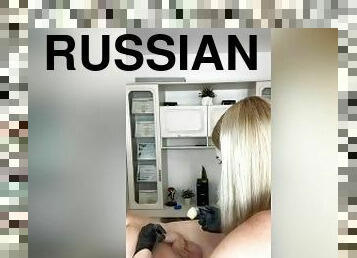 Russian waxing mistress SugarNadya waxes her regular client's penis, scrotum and anus