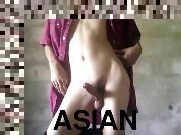 asiatisk, amatør, stor-pikk, tenåring, homofil, handjob, thai, alene, twink, pikk