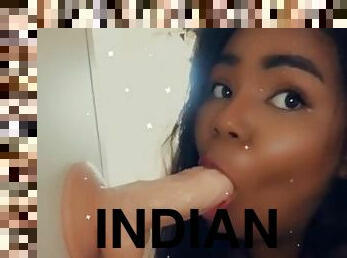 Horny Indian slut gets a toy to practice with