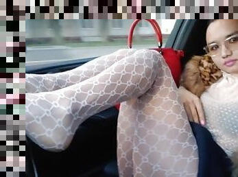 femme, voiture, pieds, bas, hentai, danse, fétiche, en-nylon, poupée