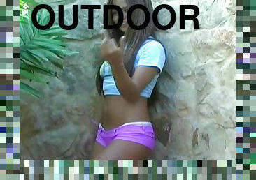 Young beauty loves outdoor posing