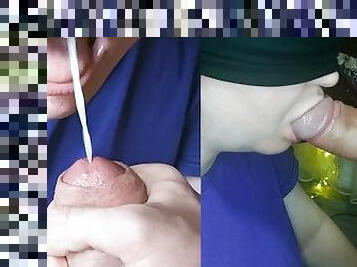 Huge cumshot in amateur cumslut mouth