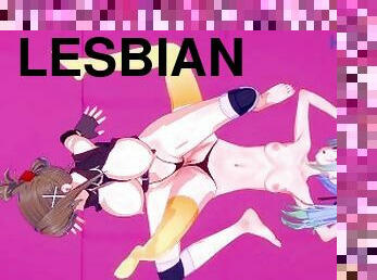 orgasmi, lesbo-lesbian, teini, sormettaminen, anime, hentai, 3d