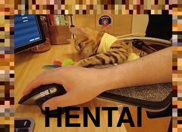 Cute kitty invites you to join her at work ... . A HENTAI who shows you various toys and tempers you