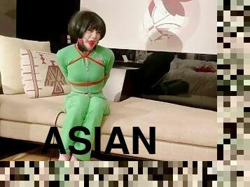 asiático, amador, bdsm, meias-calças, pequeno, fetiche, escravidão, tetas-pequenas