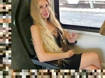 PUBLIC RISKY SEX SHOWING PUSSY IN THE TRAIN AND FINALLY CREAMPIE IN SMALL PUSSY