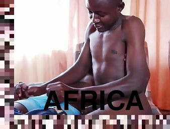 Ethnic African twink fucked in the ass by boyfriends cock at home without a condom