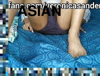 Sissy Stroking dick till cum on foot