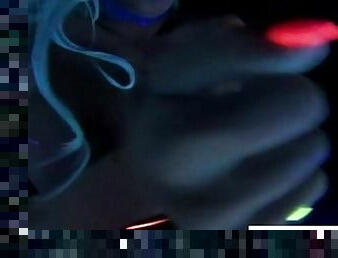 Gorgeous Big Tittied Blonde Masturbates In UV