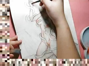 Drawing hentai girl