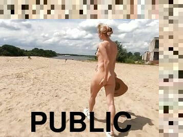 nudista, público, russo, amador, babes, praia, loira, fetiche, exbicionista, flashar