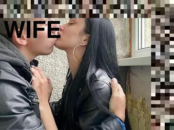 esposa, amador, caseiro, casal, puta-slut, beijando, namorada, cabedal
