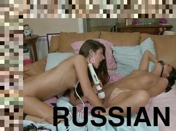 Russian Teens Play With Vibrator And Strapon
