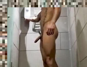 banhos, masturbação, público, gay, gozando, excitante, chuveiro, sozinho, musculado, ginásio