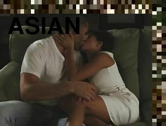 asian, syahwat, perempuan-jelita, menghisap-zakar, peju, interracial, pornstar, pasangan