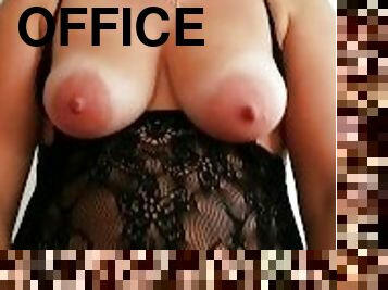 store-patter, kontor, orgasme, sekretær, hjemmelavet, par, sperm, naturlig, smuk, patter