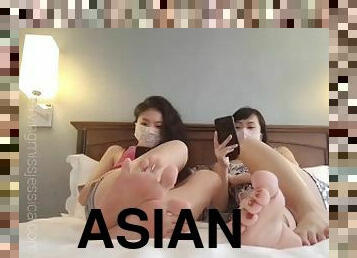 asiático, pés, fetiche, chinesa, domínio-feminino