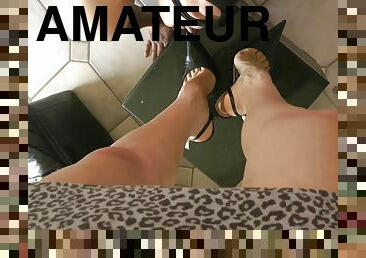 amateur, pies, fetichista, tacones