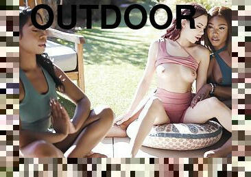Chanell Heart and Sabina Rouge pleasuring each other outdoors