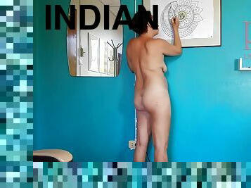 nudista, amador, maduro, indiano, sozinho, morena