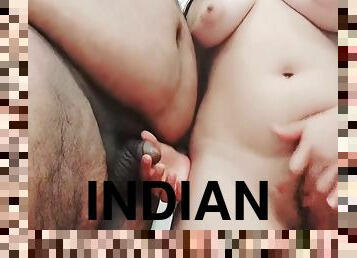 Indian Wife And Husband Cum Together Masturbating Each Other