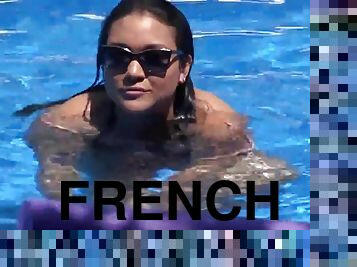 Pd Natacha - Chubby Brunette French Newbie Gets Drilled And Cummed On By The Pool