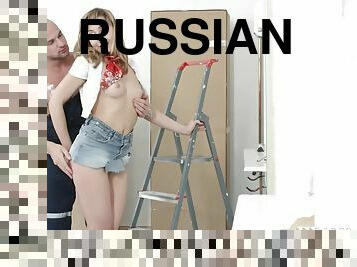 russe, anal, point-de-vue, sur-le-visage, ejaculation, blonde, rasé