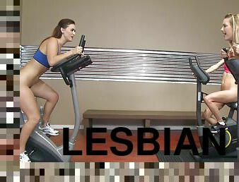 Dildo ride workout before lesbian threesome with Kenna James & friends