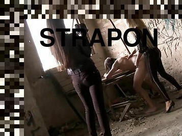 Guy gets kidnapped spanked & straponed on cam at gunpoint by two girls