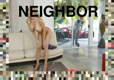Brandi Love fucks young neighbor peeping tom