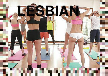 lesbiana, adolescente, dulce, gimnasio, entrenamiento