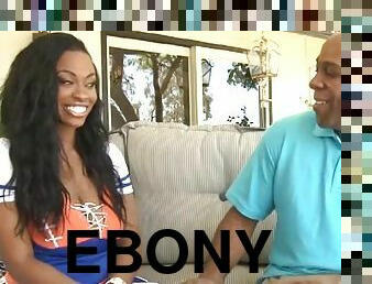 Hot young ebony girl takes a BBC from older black uncle