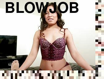 Latina Jasmine Gomez blowjobs a big cock